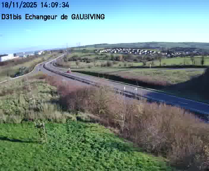 Dispositif d’observation sur D31bis (France) à Gaubiving, en direction de Sarreguemines, offrant une visualisation fiable des conditions de circulation.