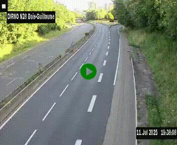 Webcam routière à hauteur de Bois-Guillaume en périphérie de Rouen. Vue orientée vers Rouen