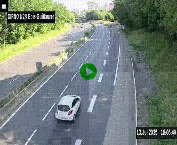 Webcam routière à hauteur de Bois-Guillaume en périphérie de Rouen. Vue orientée vers Rouen