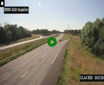 Webcam autoroute A150 à hauteur de La Vaupalière en périphérie de Rouen. Vue orientée vers Rouen