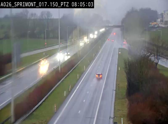 Webcam A26 (E25) à Sprimont, sur l'autoroute entre Liège et Arlon. Vue orientée vers le Luxembourg