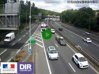 Caméra autoroute sur A6 - Valvert, près de Lyon, en direction de Paris, à hauteur de la sortie 36 Porte du Valvert