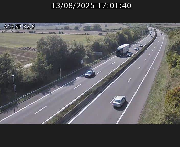 Webcam info trafic A13 à hauteur de Mondorf-les-bains. Vue orientée vers Altwies