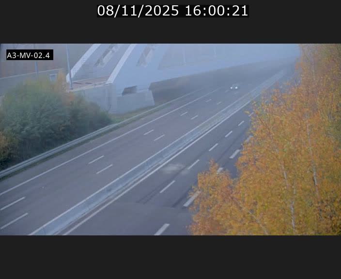 Webcam autoroute de la France (A3) au Luxembourg à Fentange, à proximité de la Croix de Gasperich. Vue orientée vers la Cloche d'Or