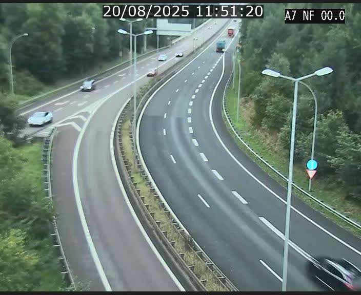 Caméra autoroute Luxembourg A7 - Echangeur A1/A7 Grünewald direction Tunnel Stafelter