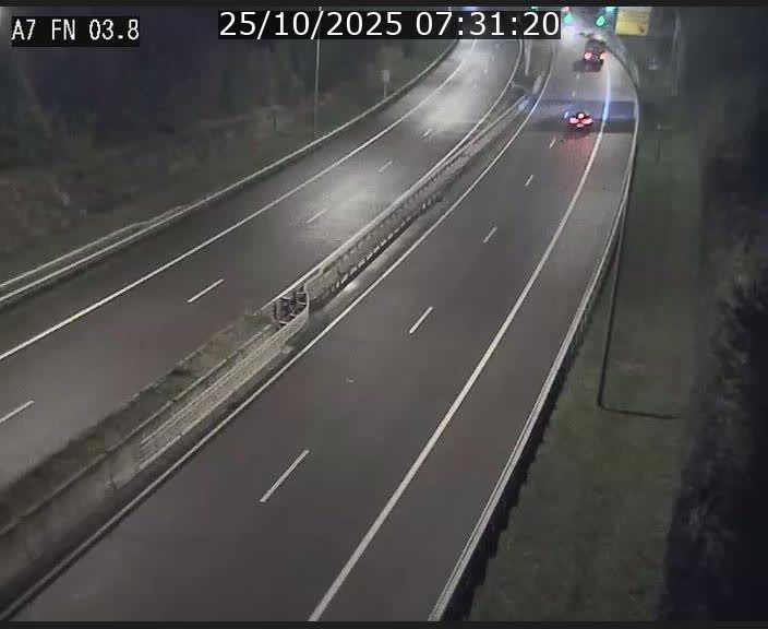 Caméra autoroute Luxembourg A7 - Passage à gibier Rëngelbour - direction Tunnel Stafelter