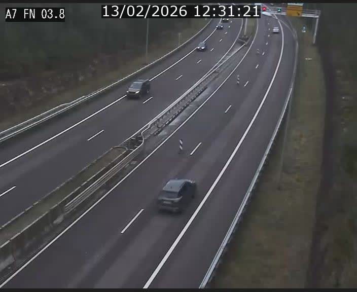 Caméra autoroute Luxembourg A7 - Passage à gibier Rëngelbour - direction Tunnel Stafelter