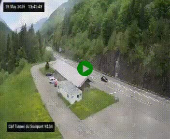 Webcam à l'entrée du tunnel du Somport, côté français, sur la N134, dans les Pyrénées, en direction de l'Espagne, à 1116 mètres d'altitude
