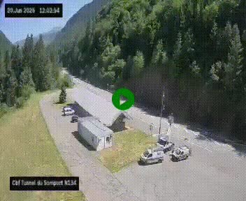 Webcam à l'entrée du tunnel du Somport, côté français, sur la N134, dans les Pyrénées, en direction de l'Espagne, à 1116 mètres d'altitude