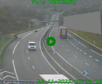 Caméra routière sur l'autoroute A20 à Noailles, en périphérie de Brive-la-Gaillarde. Vue orientée vers Toulouse