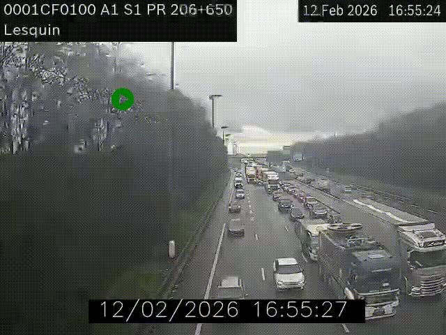 Webcam autoroute A1 à hauteur de Lesquin. Vue orientée vers Lille