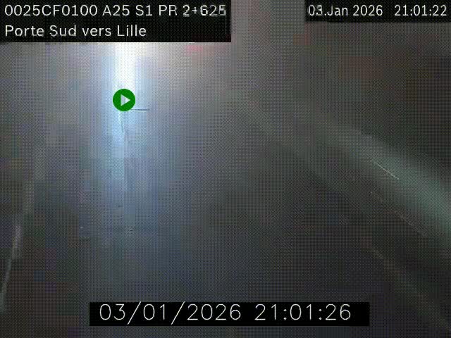 Webcam autoroute A25 sur le périphérique de Lille à hauteur de Lille-Sud et la sortie 3 Faches-Thumesnil. Vue orientée vers Lille-Centre.