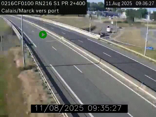 Webcam à Calais sur A216 (N216) en direction du port (harbour) de Calais.
