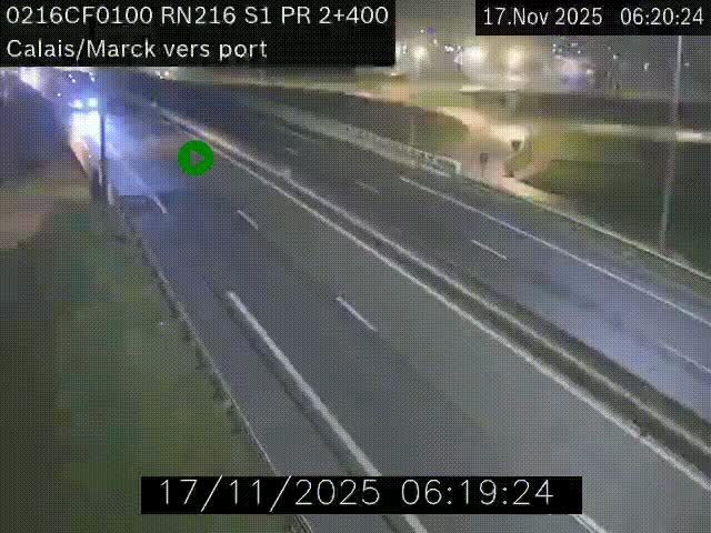 Webcam à Calais sur A216 (N216) en direction du port (harbour) de Calais.