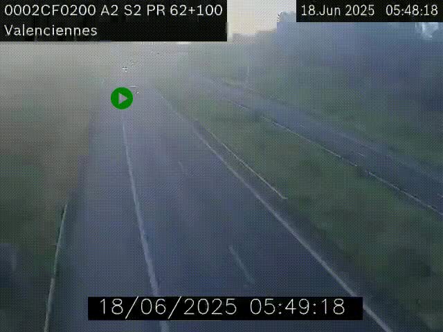 Webcam autoroute A2 à Valenciennes. Vue orientée vers Maubeuge et Mons (Belgique)