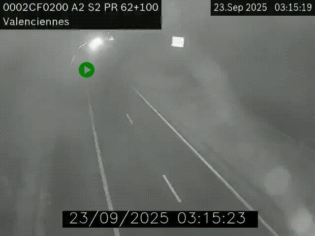 Webcam autoroute A2 à Valenciennes. Vue orientée vers Maubeuge et Mons (Belgique)