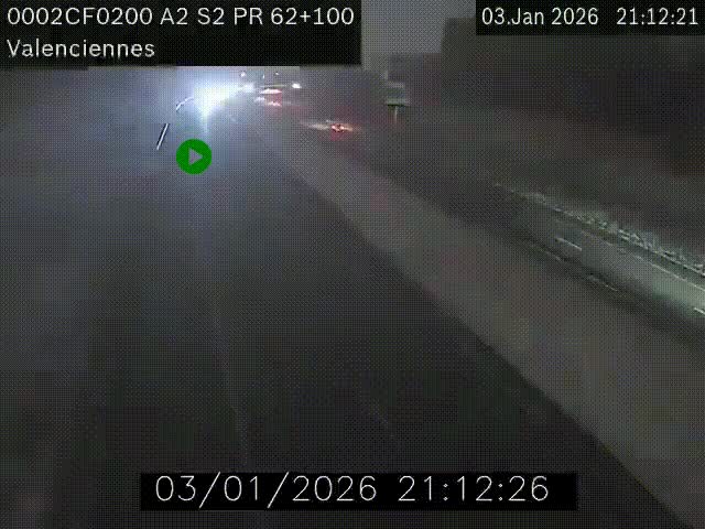 Webcam autoroute A2 à Valenciennes. Vue orientée vers Maubeuge et Mons (Belgique)