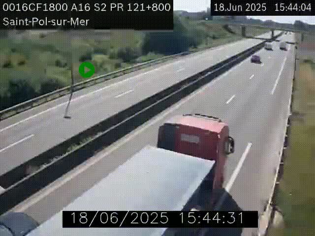 Webcam autoroute A16 à proximité de Dunkerque, à hauteur de la sortie Saint-Pol-sur-Mer. Vue orientée vers Calais