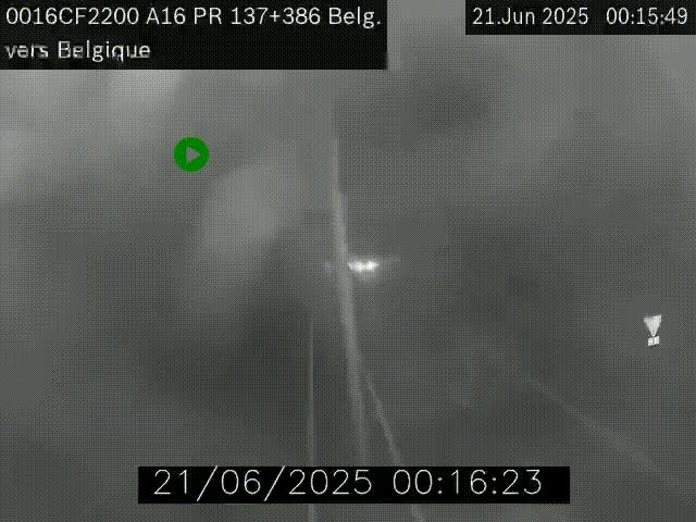 Webcam à la frontière franco-belge au niveau de Bray-Dunes/De-Panne sur l'autoroute A16. Vue orientée vers la Belgique