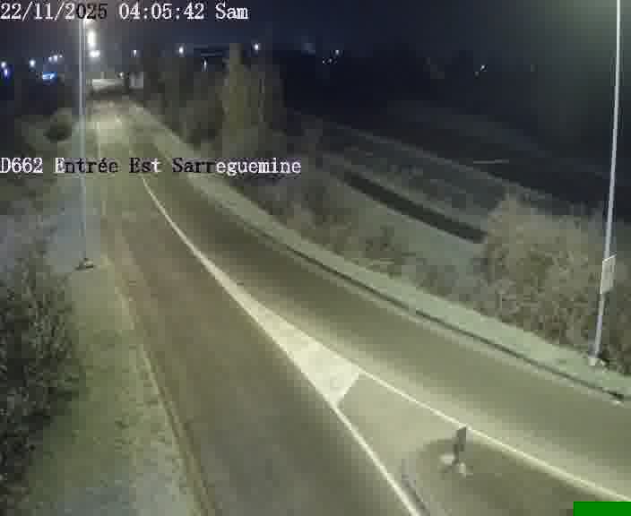 Point de vue trafic déployé sur D662 (France) à Sarreguemines, regardant vers Sarreguemines, aidant conducteurs et services à anticiper les flux.