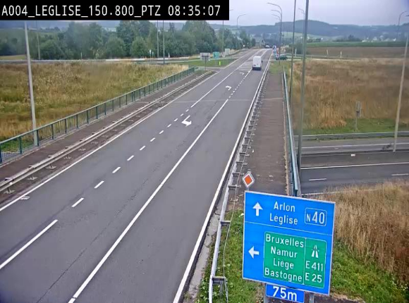 Webcam au-dessus de l'E411 sur la N40. Vue orientée vers Léglise en provenance de Neufchâteau