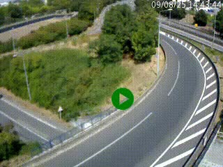 Caméra autoroute à la jonction entre l'A7 et la D301 (Boulevard urbain Sud de Lyon) à Feyzin, au sud de Lyon. Vue orientée vers Mions