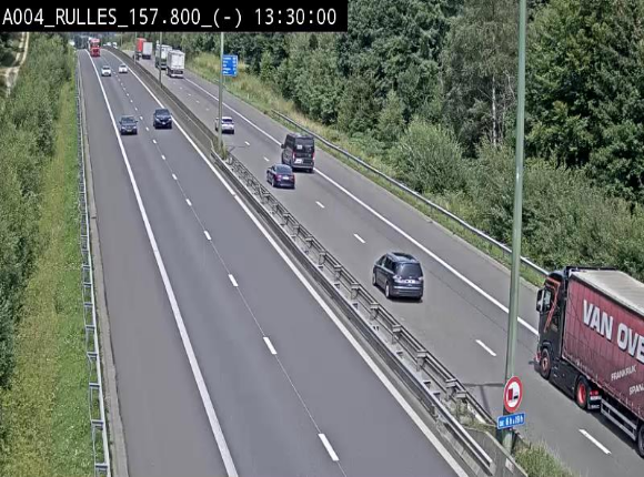 Webcam à Marbehan sur l'E411 à hauteur de la sortie 28a Rulles. Vue orientée vers Bruxelles