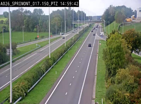 Webcam A26 (E25) à Sprimont, sur l'autoroute entre Liège et Arlon. Vue orientée vers le Luxembourg