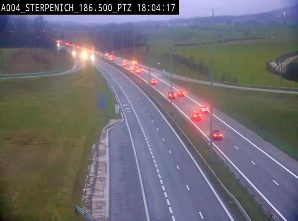 Webcam E411 à Sterpenich en Belgique près de la frontière du Luxembourg. Vue orientée vers Bruxelles