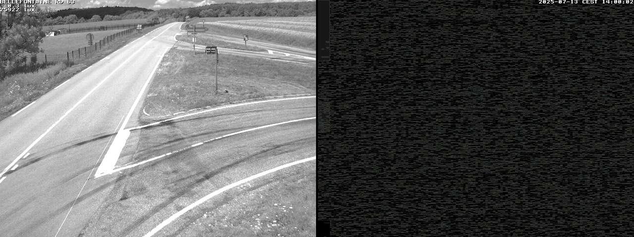 Webcam à Bellefontaine dans les Vosges à 552 mètres d'altitude sur la D63, à la jonction avec la D20A