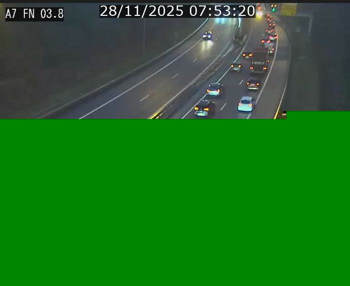 Caméra autoroute Luxembourg A7 - Passage à gibier Rëngelbour - direction Tunnel Stafelter