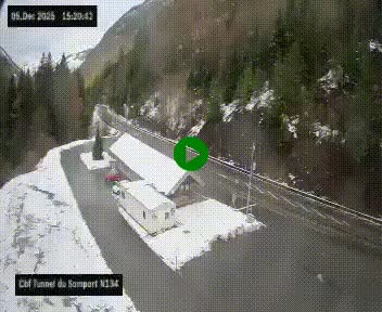 Webcam à l'entrée du tunnel du Somport, côté français, sur la N134, dans les Pyrénées, en direction de l'Espagne, à 1116 mètres d'altitude