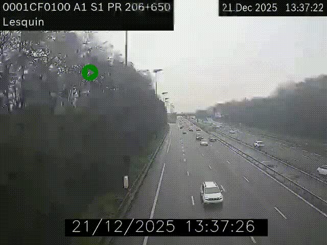 Webcam autoroute A1 à hauteur de Lesquin. Vue orientée vers Lille