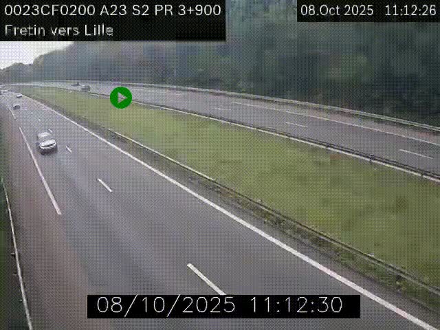 Webcam autoroute A23 à hauteur de Fretin. Vue orientée vers Lille