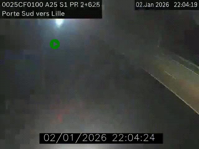 Webcam autoroute A25 sur le périphérique de Lille à hauteur de Lille-Sud et la sortie 3 Faches-Thumesnil. Vue orientée vers Lille-Centre.