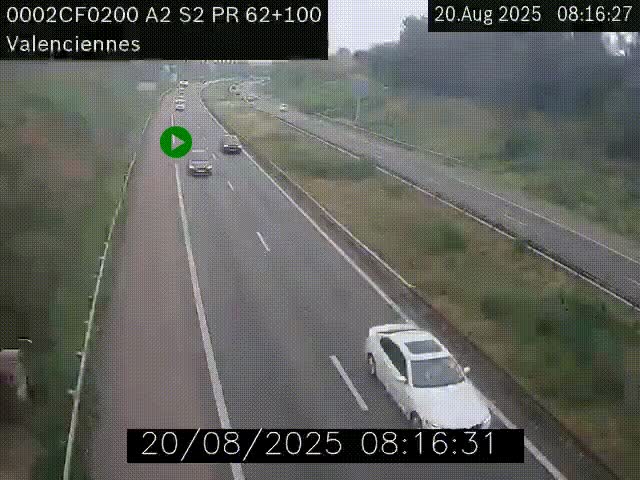 Webcam autoroute A2 à Valenciennes. Vue orientée vers Maubeuge et Mons (Belgique)