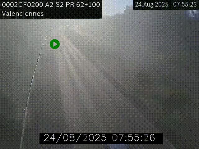 Webcam autoroute A2 à Valenciennes. Vue orientée vers Maubeuge et Mons (Belgique)
