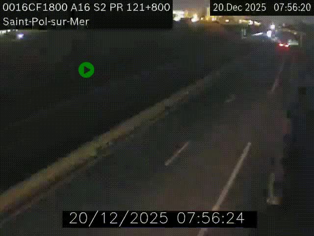 Webcam autoroute A16 à proximité de Dunkerque, à hauteur de la sortie Saint-Pol-sur-Mer. Vue orientée vers Calais