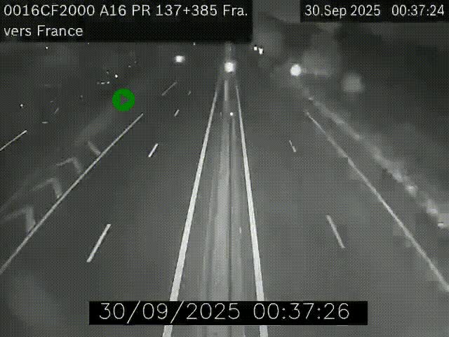 Webcam à la frontière franco-belge au niveau de Bray-Dunes/De-Panne sur l'autoroute A16. Vue orientée vers Calais