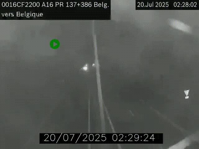 Webcam à la frontière franco-belge au niveau de Bray-Dunes/De-Panne sur l'autoroute A16. Vue orientée vers la Belgique
