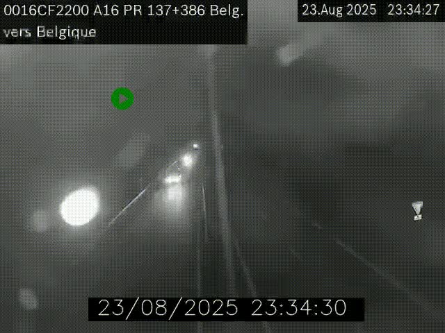 Webcam à la frontière franco-belge au niveau de Bray-Dunes/De-Panne sur l'autoroute A16. Vue orientée vers la Belgique