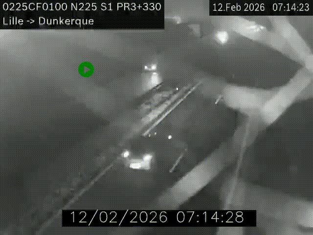 Webcam autoroute A25 (N225) à hauteur de Bergues (Bierne). Vue orientée vers Dunkerque.