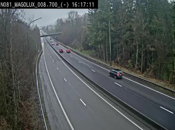 Webcam sur la N81 (E411) à hauteur de la jonction avec la N883. Vue orientée vers Arlon