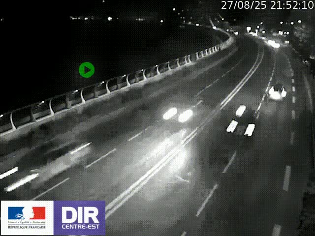 Webcam sur le quai Parjot à Vienne, aux Portes de Lyon, sur la Nationale 7, à la jonction avec le boulevard du Rhône-nord (D1407), caméra orientée vers Lyon