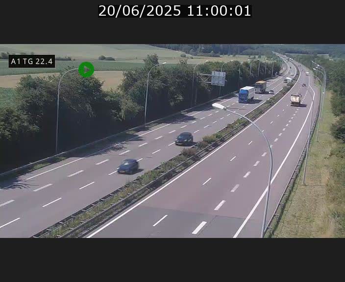 Traffic live webcam Luxembourg Flaxweiler - A1 direction Luxembourg - BK 22.4