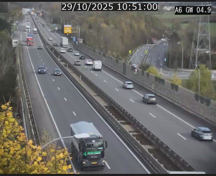 Traffic live webcam Luxembourg Croix de Cessange - A6 - BK 4.9 - direction Belgique
