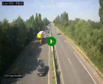 Webcam routière à la fin de la N10, en périphérique ouest d'Angouleme, proche de la jonction avec l'A10