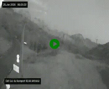 Webcam au col du Somport, côté français, sur la N134, dans les Pyrénées, en direction de l'Espagne, à 1632 mètres d'altitude