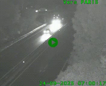 Caméra routière sur l'autoroute A20 au nord de Limoges, à la jonction avec la N520. Vue orientée vers Paris