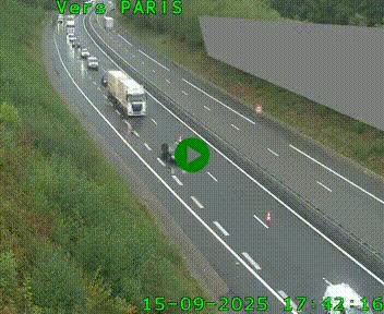 Caméra routière sur l'autoroute A20 à Saint-Pardoux-l'Ortigier, à la jonction avec l'A89. Vue orientée vers Paris